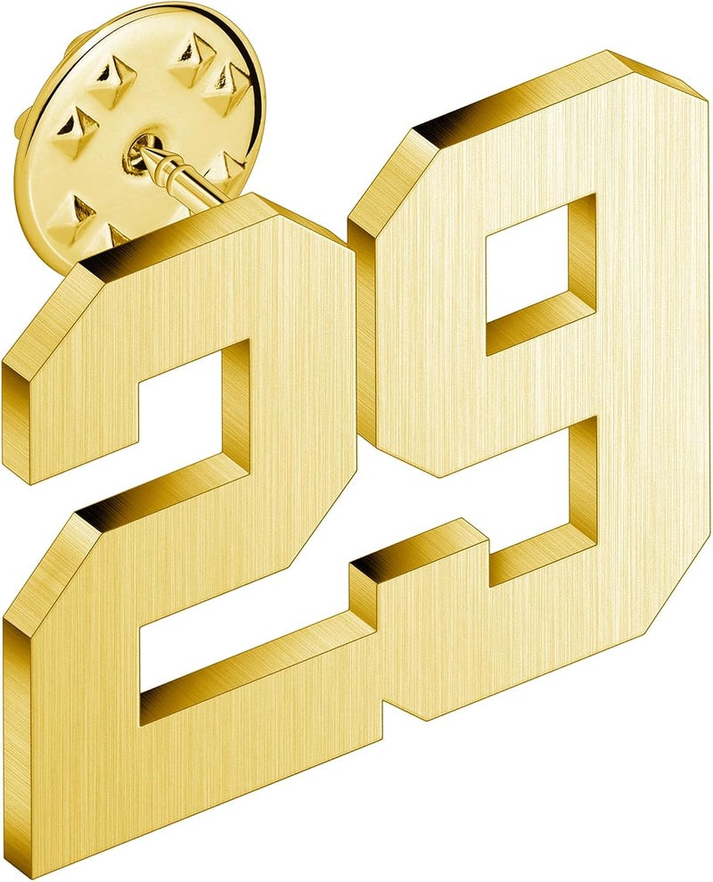 AMITER Personalized 0-100 Number Lapel Pins, 18K Gold Brooch Pin Tie Tacks for Suits, Neckties, Hats, Men & Women - Image 1